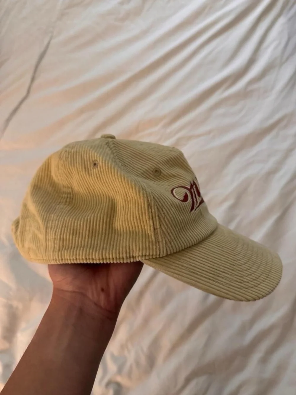 American Needle Miller High Life light beige unisex corduroy snapback hat